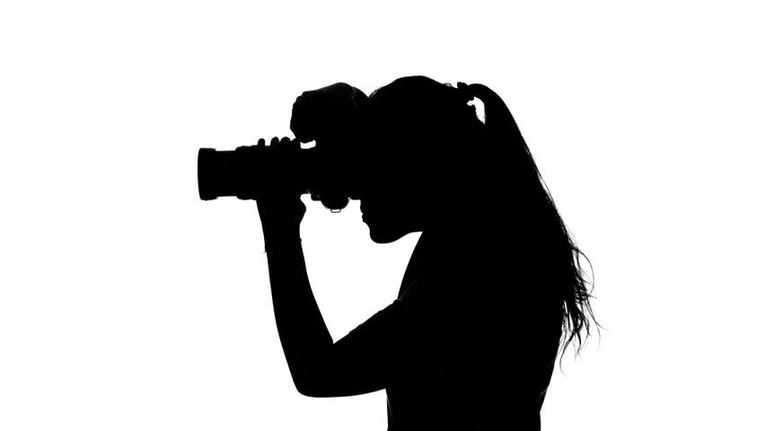 Professional videographer women silhouette