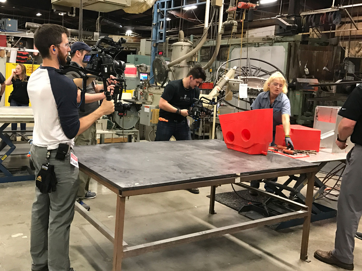 Manufacturing Video Filming On location in factory filming a video